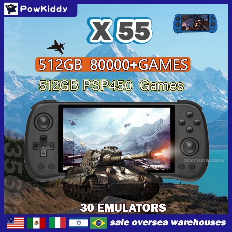 Retro Gaming Com - POWKIDDY-Console de jeu X55, 80000 jeux,