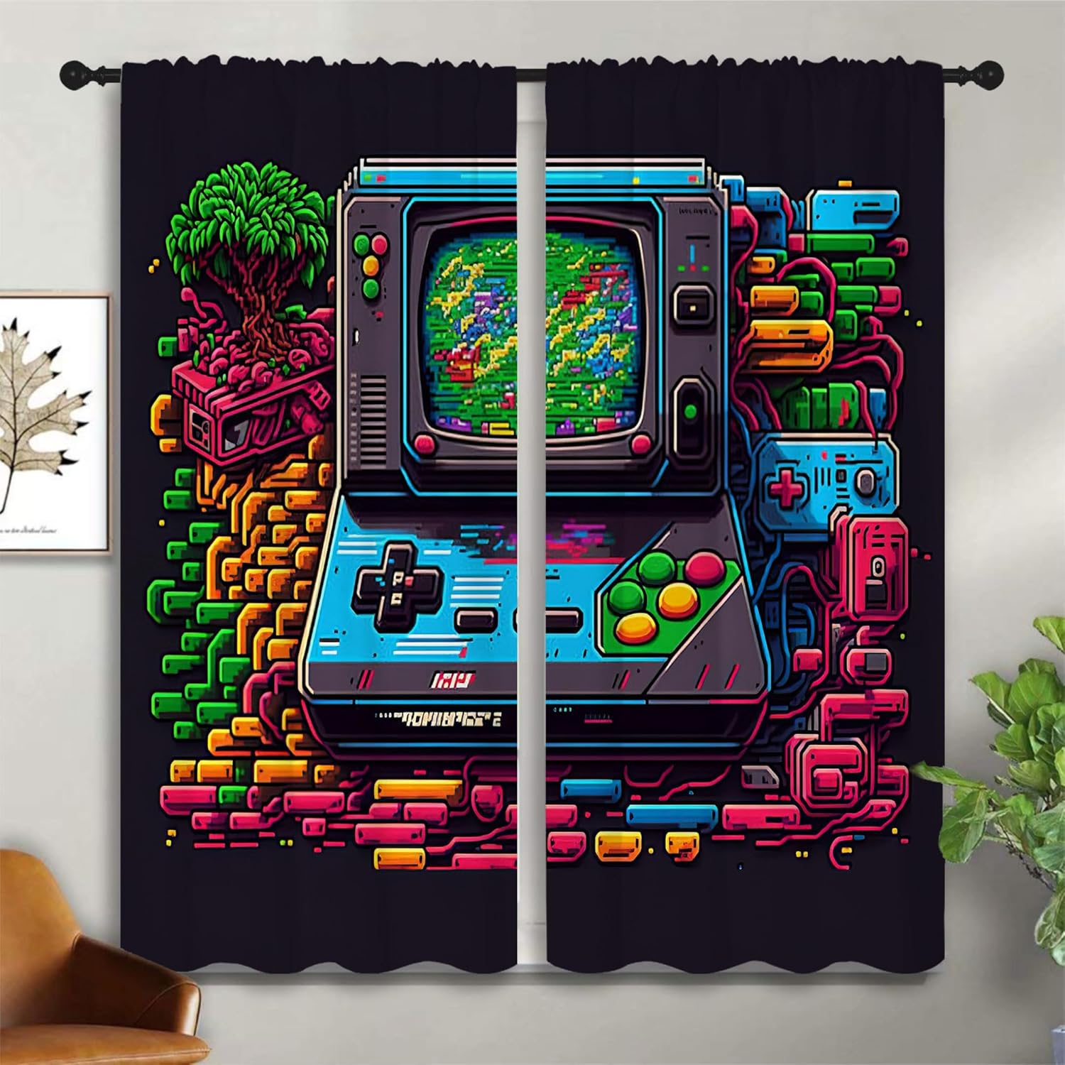 Retro Gaming Japan - Rideaux occultants à motif de manettes