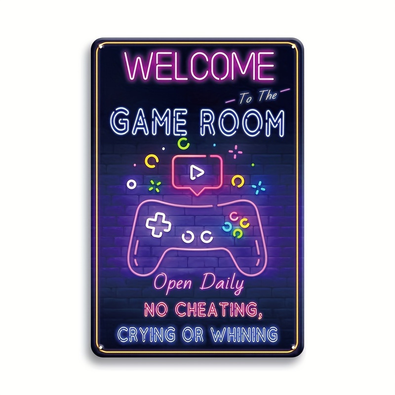 Retro Gaming Logo - Panneau métallique de bienvenue dans la
