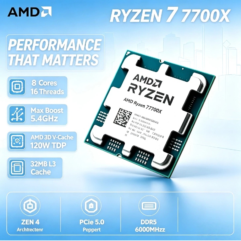 Amd Cpu Ryzen 7 - Processeur AMD Ryzen 7 7700X 5NM