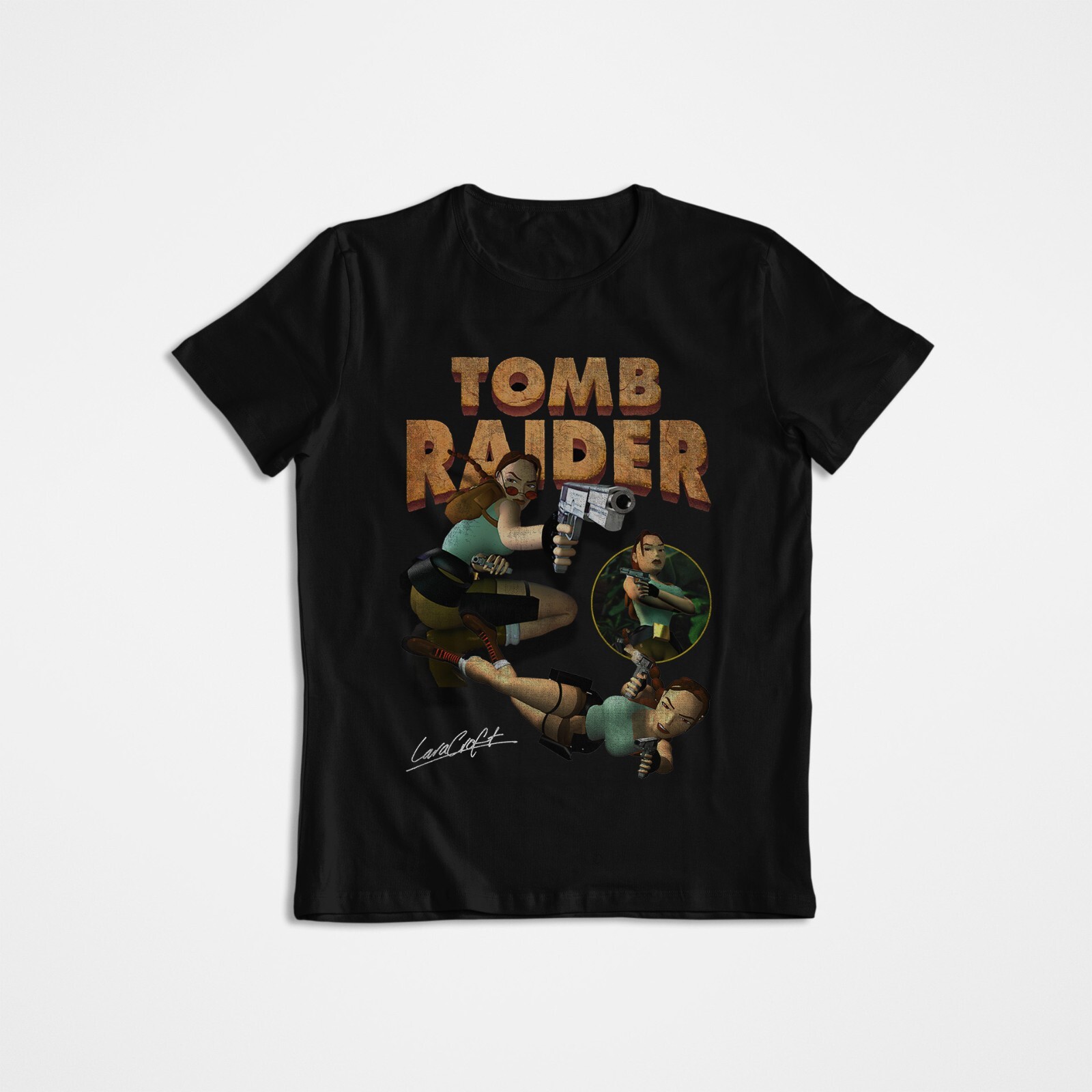 Retro Gaming T Shirt - Tomb Raider, Lara Croft, T-shirt graphique,